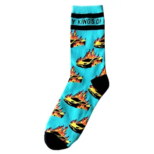 Sports Car In Flames Mens Socks